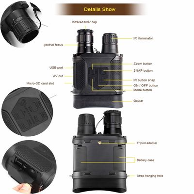 2X Magnificação Binoculares de visão noturna com LED IR de 3W 850mm