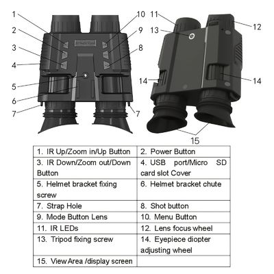Binocular Nv8000 3d Óculos de visão digital à noite Infravermelho Flip Up Scope