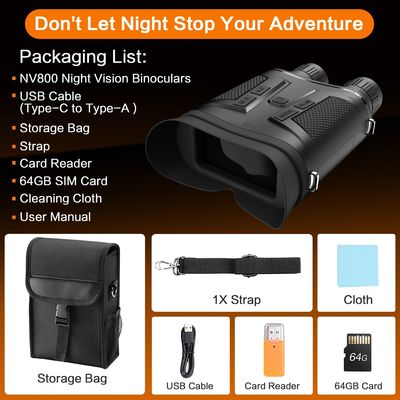 Binóculos de visão nocturna de infravermelho digital Adultos Cartão SD 4Gb 64Gb Binóculos noturnos