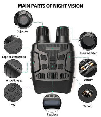 Câmera digital de caça binocular de ampliação 4X com visão noturna IR 720P e zoom 5X