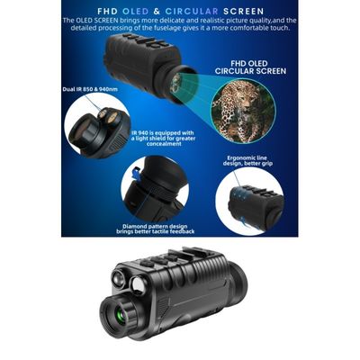 Óculos de visão noturna 6X Magnificação digital Ajustável 34MM Objetivo Lente 854 * 480 Resolução