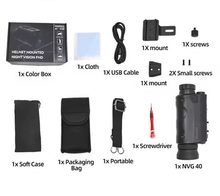Óculos de visão nocturna civis TIPO C USB Bateria de lítio recarregável Resolução 9 milhões