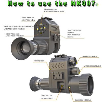 1080p Capacitação de Visão Noturna de Caça Câmera de Vídeo Anexo Monocular DVR com Lâmpada Infravermelha Incrustada de 850nm e Ecrã HD de 1,2 polegadas com Crosshairs ajustáveis