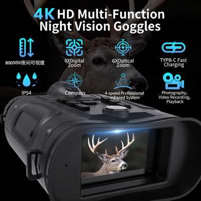 Binóculos de Visão Noturna Infravermelha Mini90 com Zoom Óptico 6X, Fotos de 40MP e Vídeo 4K, Bateria de 15 Horas, Veja no Escuro para Pesca, Passeios de Barco, Caminhadas e Camping